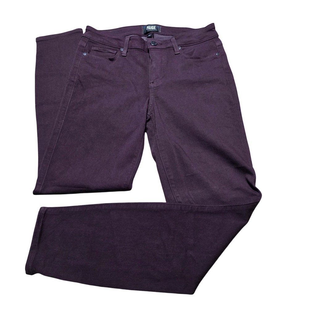 Paige Skinny Jeans Women 27 Purple Burgundy Mid Rise Stretch Denim Pants